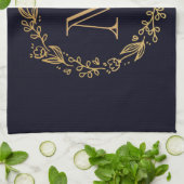 Linge De Cuisine Monogramme Floral d'or (Plié)