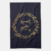 Linge De Cuisine Monogramme Floral d'or (Vertical)