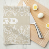 Linge De Cuisine Monogramme floral fleuri de beige de motif de (Quart Plié)