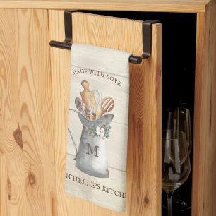 Linge De Cuisine Monogramme Floral Maison de Campagne Rustique