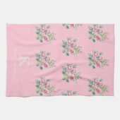 Linge De Cuisine Monogramme floral rose pâle (Horizontal)