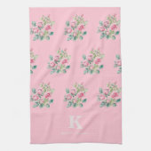 Linge De Cuisine Monogramme floral rose pâle (Vertical)