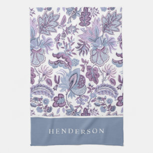 Linge De Cuisine Monogramme Floral Vintage Bohème Violet