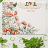 Linge De Cuisine Monogramme Forêt Champignons Fleurs Florales botan (Plié)