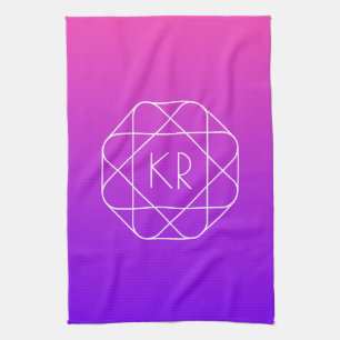 Linge De Cuisine Monogramme géométrique cool   Magenta Violet Pourp