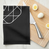 Linge De Cuisine Monogramme géométrique noir et blanc (Quart Plié)