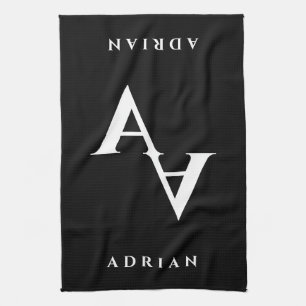 Linge De Cuisine monogramme glamour noir et blanc