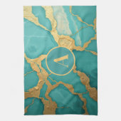 Linge De Cuisine Monogramme Gold & Marbre Turquoise Luxe (Vertical)