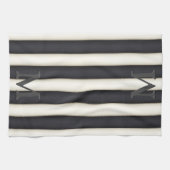 Linge De Cuisine Monogramme gothique noir et blanc (Horizontal)