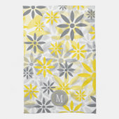 Linge De Cuisine Monogramme Graphique en gris jaune (Vertical)