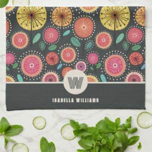 Linge De Cuisine Monogramme Gras Boho Scandi Folk Flowers