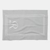 Linge De Cuisine Monogramme gris blanc rayé moderne (Horizontal)