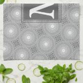 Linge De Cuisine Monogramme gris cercles motif (Plié)