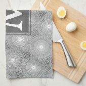 Linge De Cuisine Monogramme gris cercles motif (Quart Plié)