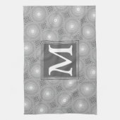 Linge De Cuisine Monogramme gris cercles motif (Vertical)