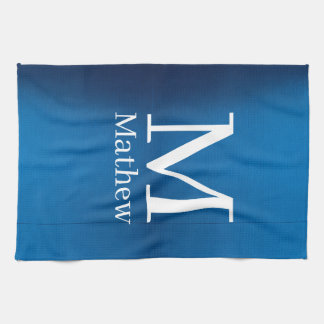 Linge De Cuisine monogramme homme abstrait métallisé bleu brillant
