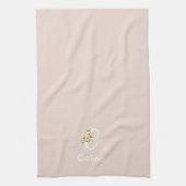 Linge De Cuisine Monogramme initial beige botanique aquarelle (Vertical)