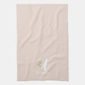 Linge De Cuisine Monogramme initial beige botanique aquarelle (Vertical)