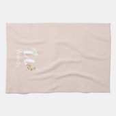 Linge De Cuisine Monogramme initial beige botanique aquarelle (Horizontal)