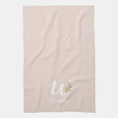 Linge De Cuisine Monogramme initial beige botanique aquarelle (Vertical)