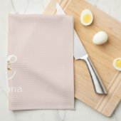 Linge De Cuisine Monogramme initial beige botanique aquarelle (Quart Plié)