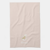 Linge De Cuisine Monogramme initial beige botanique aquarelle (Vertical)