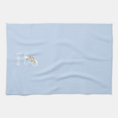 Linge De Cuisine Monogramme initial beige botanique aquarelle bleu (Horizontal)