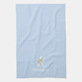 Linge De Cuisine Monogramme initial beige botanique aquarelle bleu (Vertical)
