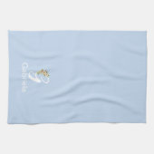 Linge De Cuisine Monogramme initial beige botanique aquarelle bleu (Horizontal)