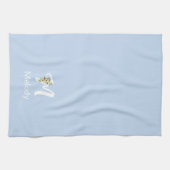 Linge De Cuisine Monogramme initial beige botanique aquarelle bleu (Horizontal)