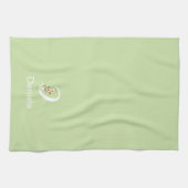 Linge De Cuisine Monogramme initial beige botanique aquarelle vert (Horizontal)