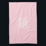 Linge De Cuisine Monogramme initial | Blanc sur rose clair<br><div class="desc">Rose clair doux avec votre monogramme personnalisé...  optimiste et moderne.</div>
