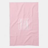 Linge De Cuisine Monogramme initial | Blanc sur rose clair (Vertical)