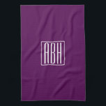 Linge De Cuisine Monogramme initial | Blanc Sur Violet Profond<br><div class="desc">Moderne et optimiste.</div>