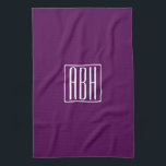 Linge De Cuisine Monogramme initial | Blanc Sur Violet Profond<br><div class="desc">Moderne et optimiste.</div>