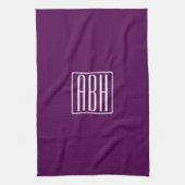 Linge De Cuisine Monogramme initial | Blanc Sur Violet Profond (Vertical)