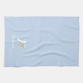 Linge De Cuisine Monogramme initial bleu botanique aquarelle (Horizontal)