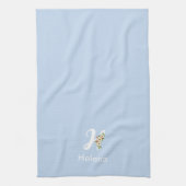 Linge De Cuisine Monogramme initial bleu botanique aquarelle (Vertical)