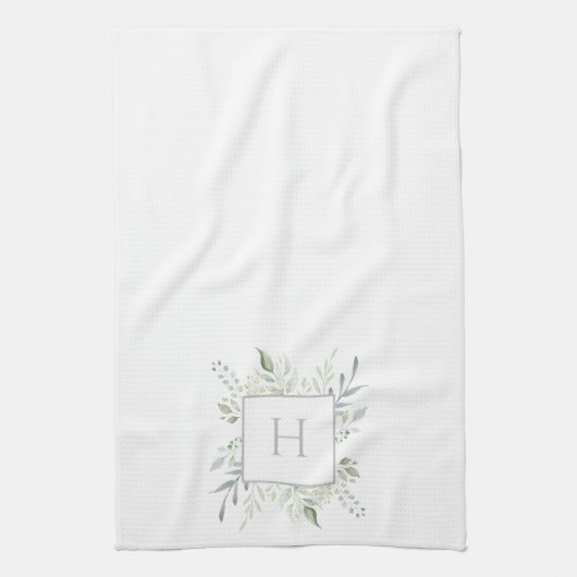 Linge De Cuisine Monogramme initial botanique (Vertical)