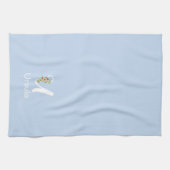 Linge De Cuisine Monogramme initial botanique à l'aquarelle bleu (Horizontal)