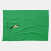Linge De Cuisine Monogramme initial botanique à l'aquarelle vert (Horizontal)