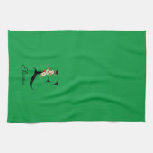 Linge De Cuisine Monogramme initial botanique à l'aquarelle verte (Horizontal)