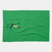 Linge De Cuisine Monogramme initial botanique à l'aquarelle verte (Horizontal)