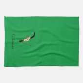 Linge De Cuisine Monogramme initial botanique à l'aquarelle verte (Horizontal)
