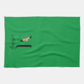 Linge De Cuisine Monogramme initial botanique à l'aquarelle verte (Horizontal)