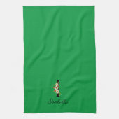 Linge De Cuisine Monogramme initial botanique à l'aquarelle verte (Vertical)