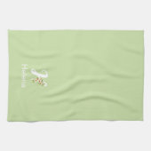 Linge De Cuisine Monogramme initial botanique à l'aquarelle verte (Horizontal)
