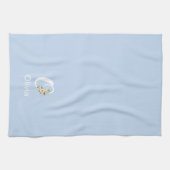 Linge De Cuisine Monogramme initial botanique aquarelle bleu (Horizontal)