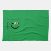 Linge De Cuisine Monogramme initial botanique aquarelle vert (Horizontal)