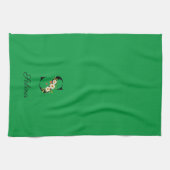 Linge De Cuisine Monogramme initial botanique vert aquarelle (Horizontal)